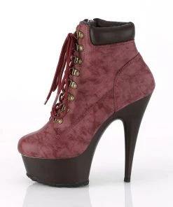 Pleaser Direct Larger Size Shoes Delight 600TL-02 Burgundy Ankle Boots