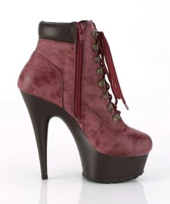 Pleaser Direct Larger Size Shoes Delight 600TL-02 Burgundy Ankle Boots