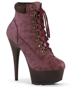 Pleaser Direct Larger Size Shoes Delight 600TL-02 Burgundy Ankle Boots