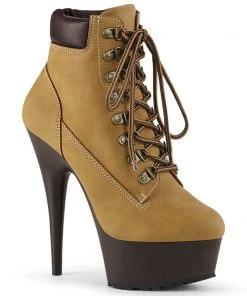 Pleaser Direct Delight 600TL-02 Tan Ankle Boots