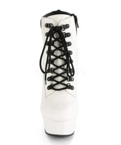 Pleaser Direct Larger Size Shoes Delight 600TL-02 White Ankle Boots