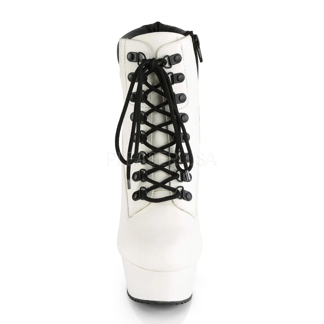 Pleaser Direct Larger Size Shoes Delight 600TL-02 White Ankle Boots 2 Pleaser Direct Larger Size Shoes Delight 600TL-02 White Ankle Boots