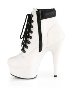 Pleaser Direct Larger Size Shoes Delight 600TL-02 White Ankle Boots 7 Pleaser Direct Larger Size Shoes Delight 600TL-02 White Ankle Boots