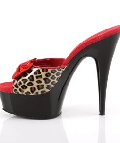 Pleaser Direct Larger Size Shoes Delight 601-6 Black & Leopard Print Platforms
