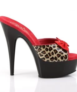Pleaser Direct Larger Size Shoes Delight 601-6 Black & Leopard Print Platforms