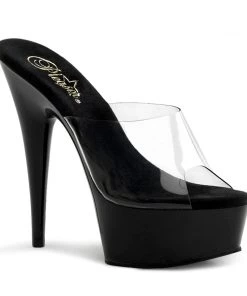 Pleaser Direct Delight 601 Black & Clear Platforms
