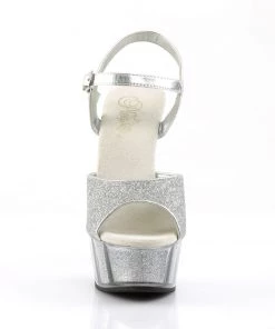 Pleaser Direct Delight 609-5G Silver Glitter Platform Heels