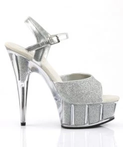 Pleaser Direct Delight 609-5G Silver Glitter Platform Heels