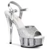 Pleaser Direct Delight 609-5G Silver Glitter Platform Heels