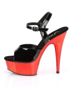 Pleaser Direct Delight 609 Black & Red Chrome Platforms