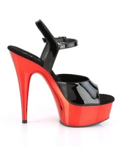 Pleaser Direct Delight 609 Black & Red Chrome Platforms