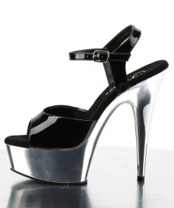 Pleaser Direct Larger Size Shoes Delight 609 Black & Silver Chrome Platforms 7 Pleaser Direct Larger Size Shoes Delight 609 Black & Silver Chrome Platforms