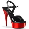 Pleaser Direct Delight 609 Black & Red Chrome Platforms