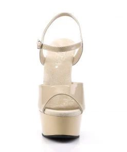 Pleaser Direct Larger Size Shoes Delight 609 Nude Patent Platform Heels