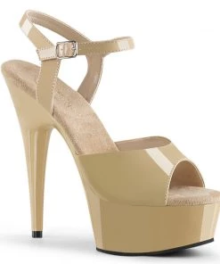 Pleaser Direct Larger Size Shoes Delight 609 Nude Patent Platform Heels