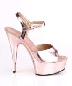 Pleaser Direct Larger Size Shoes Delight 609 Rose Gold Chrome Platforms