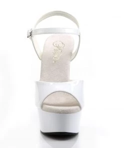 Pleaser Direct Delight 609 White Patent Platforms Larger Size Shoes
