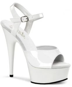 Pleaser Direct Delight 609 White Patent Platforms Larger Size Shoes