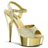 Pleaser Direct Larger Size Shoes Delight 609G Gold Glitter Platforms