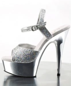 Pleaser Direct Larger Size Shoes Delight 609G Silver Glitter Platforms 7 Pleaser Direct Larger Size Shoes Delight 609G Silver Glitter Platforms