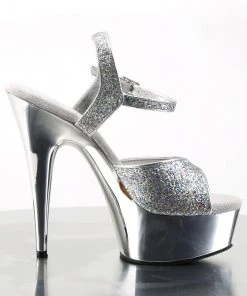 Pleaser Direct Larger Size Shoes Delight 609G Silver Glitter Platforms 9 Pleaser Direct Larger Size Shoes Delight 609G Silver Glitter Platforms