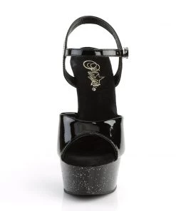 Pleaser Direct Delight 609MG Black Glitter Platforms Larger Size Shoes