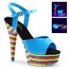 Pleaser DELIGHT 609RBS Neon Blue / Pink 6" - 6 1/2" Heel New Arrivals