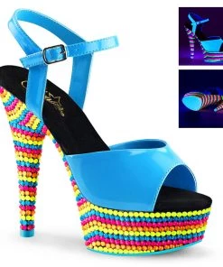 Pleaser DELIGHT 609RBS Neon Blue / Pink 6" - 6 1/2" Heel New Arrivals