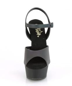 Pleaser Direct Larger Size Shoes Delight 609REFL Black And Reflective Platform Heels