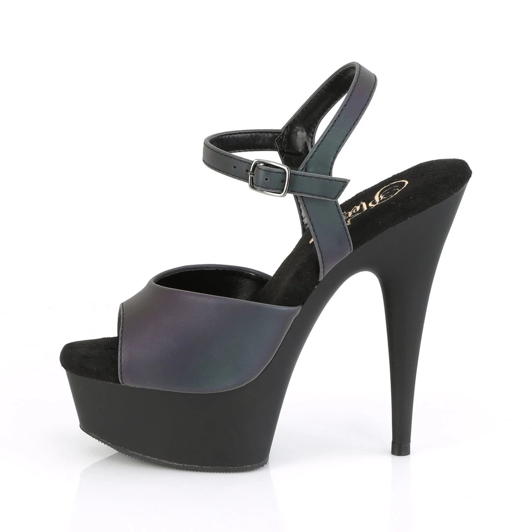 Pleaser Direct Larger Size Shoes Delight 609REFL Black And Reflective Platform Heels 3 Pleaser Direct Larger Size Shoes Delight 609REFL Black And Reflective Platform Heels
