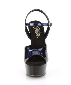 Pleaser Direct Platform Shoes Delight 609SP Black & Blue Snakeskin Platforms