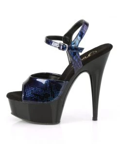 Pleaser Direct Platform Shoes Delight 609SP Black & Blue Snakeskin Platforms