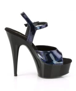 Pleaser Direct Platform Shoes Delight 609SP Black & Blue Snakeskin Platforms