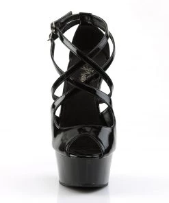 Pleaser Direct Delight 612 Black Patent Strappy Platforms Larger Size Shoes