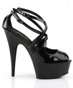 Pleaser Direct Delight 612 Black Patent Strappy Platforms Larger Size Shoes