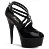 Pleaser Direct Delight 612 Black Patent Strappy Platforms Larger Size Shoes