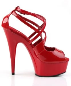 Pleaser Direct Larger Size Shoes Delight 612 Red Patent Strappy Platforms