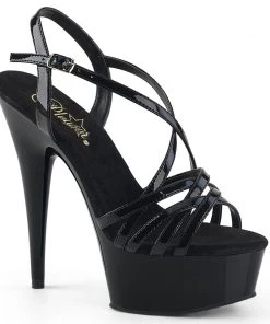 Pleaser Direct Delight 613 Black Patent Platform Sandals Larger Size Shoes