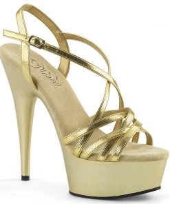 Pleaser Direct Larger Size Shoes Delight 613 Gold Platform Sandals