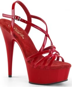 Pleaser Direct Larger Size Shoes Delight 613 Red Patent Platform Sandals