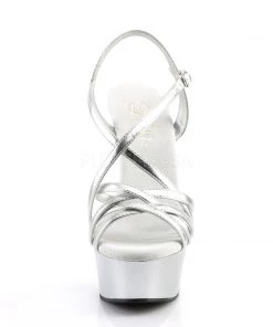 Pleaser Direct Larger Size Shoes Delight 613 Silver Platform Sandals