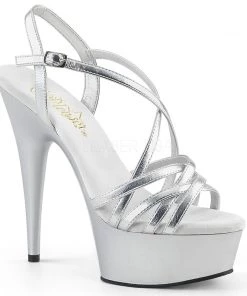 Pleaser Direct Larger Size Shoes Delight 613 Silver Platform Sandals