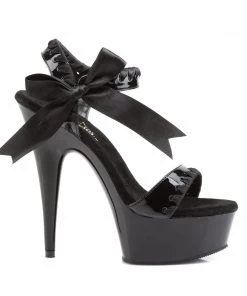 Pleaser Direct Delight 615 Black Bow Strappy Platform Sandals Larger Size Shoes