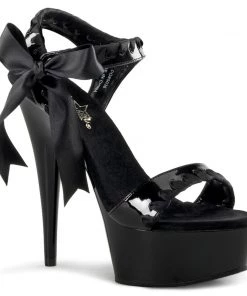 Pleaser Direct Delight 615 Black Bow Strappy Platform Sandals Larger Size Shoes