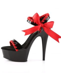 Pleaser Direct Delight 615 Black And Red Bow Strappy Platform Sandals Larger Size Shoes