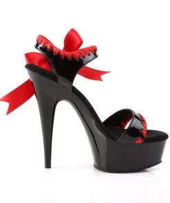 Pleaser Direct Delight 615 Black And Red Bow Strappy Platform Sandals Larger Size Shoes