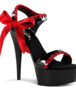 Pleaser Direct Delight 615 Black And Red Bow Strappy Platform Sandals Larger Size Shoes