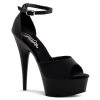 Pleaser Direct Larger Size Shoes Delight 618PS Black Peep Toe Platforms