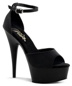 Pleaser Direct Larger Size Shoes Delight 618PS Black Peep Toe Platforms