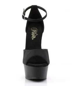 Pleaser Direct Larger Size Shoes Delight 618PS Black Peep Toe Platforms